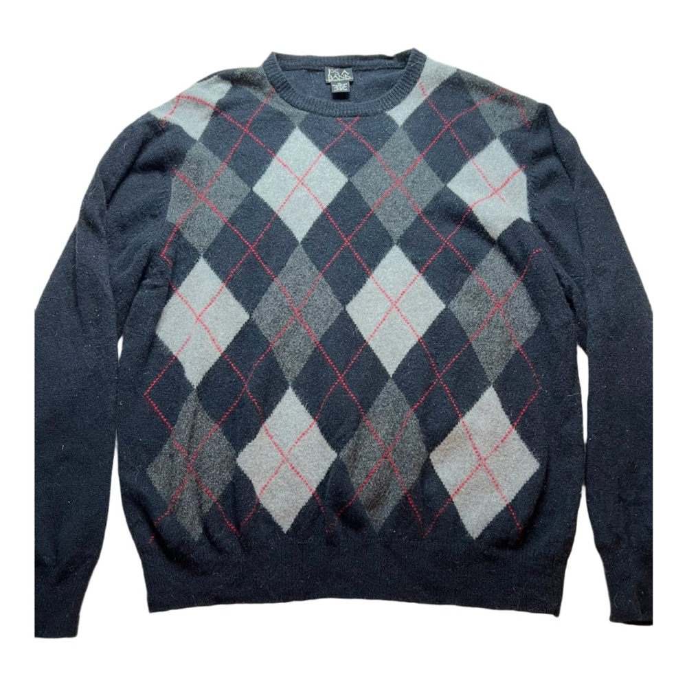 Jos. A. Bank XL Black Gray Argyle Crewneck Sweater